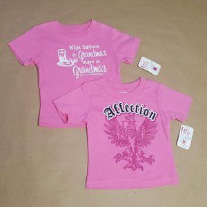 Little Teez T-Shirts 2 Pack Size 12M Pink
